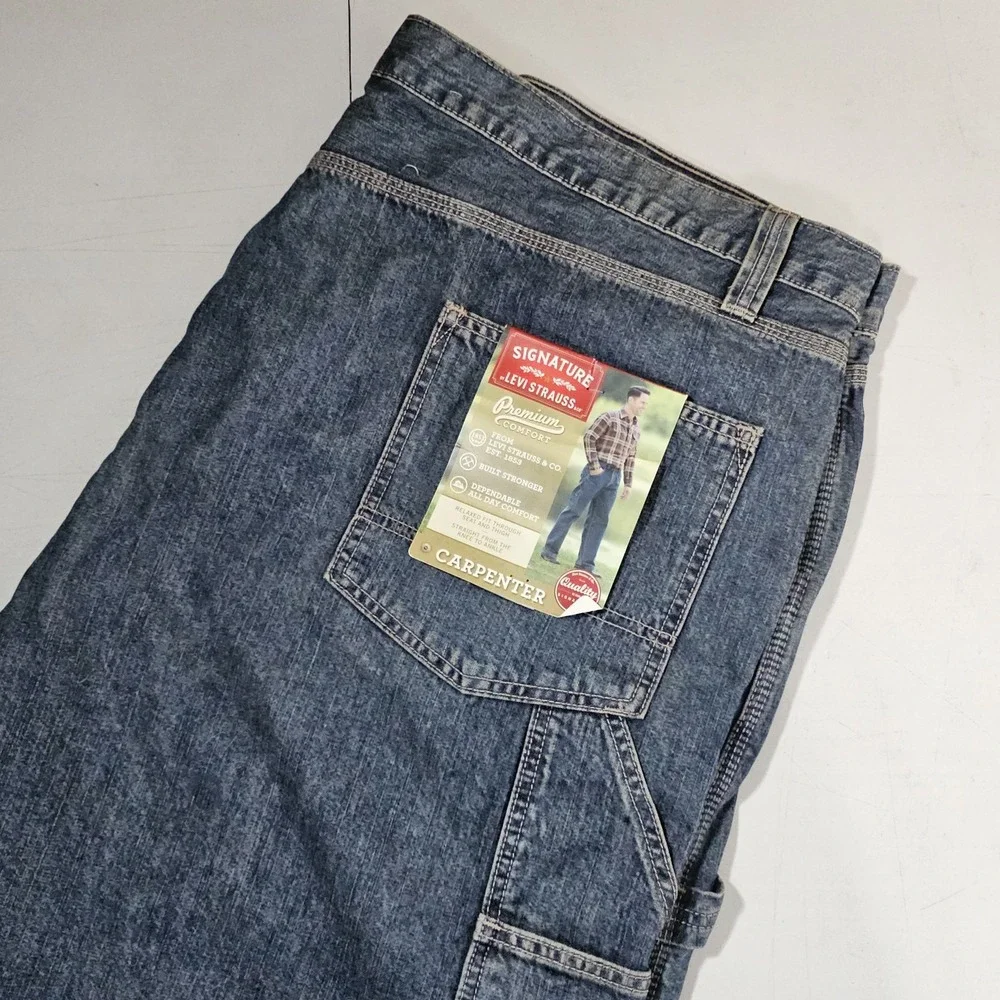 Levis Carpenter Jeans Mens 50x30 Blue Light Wash Workwear Baggy Wide Leg 50 Y2K